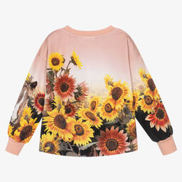 Molo-Girls Pink Cotton Pony Sunflower Top | Childrensalon Outlet