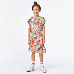 Molo-Girls Pink Floral Ruffle Skirt | Childrensalon Outlet