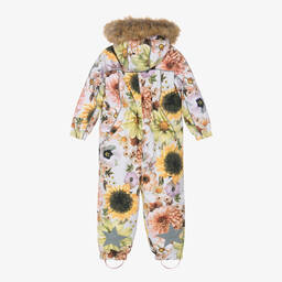 Molo-Girls Pink Floral Waterproof Snowsuit | Childrensalon Outlet