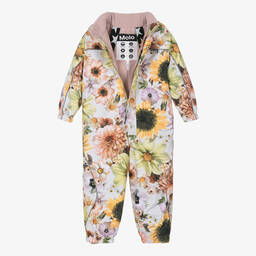 Molo-Girls Pink Floral Waterproof Snowsuit | Childrensalon Outlet