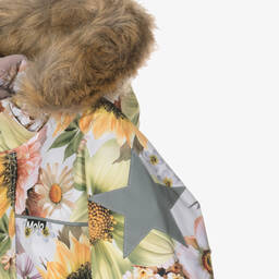 Molo-Girls Pink Floral Waterproof Snowsuit | Childrensalon Outlet