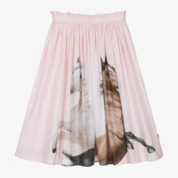 Molo-Girls Pink Horse Pattern Cotton Skirt | Childrensalon Outlet