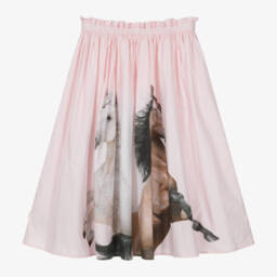 Molo-Girls Pink Horse Pattern Cotton Skirt | Childrensalon Outlet
