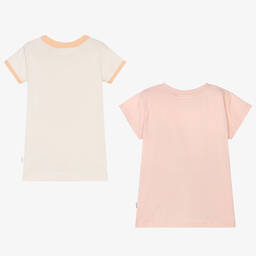 Molo-Girls Pink & Ivory Cotton T-Shirts (2 Pack) | Childrensalon Outlet