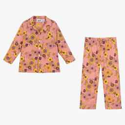 Molo-بيجاما قطن عضوي بوبلين لون زهري بطبعة ورود | Childrensalon Outlet