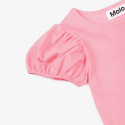 Molo-Girls Pink Puff-Sleeve Cotton Top | Childrensalon Outlet