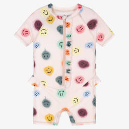 Molo-Girls Pink Smile Sun Suit (UPF50+) | Childrensalon Outlet