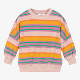 Molo-Girls Pink Stripe Towel Sweatshirt | Childrensalon Outlet