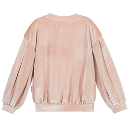 Molo-Girls Pink Velour Sweatshirt | Childrensalon Outlet