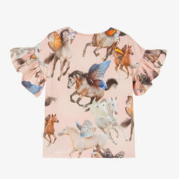 Molo-Girls Pink Winged Horses T-Shirt | Childrensalon Outlet