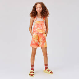 Molo-Girls Pink & Yellow Tie Dye Short Dungarees | Childrensalon Outlet