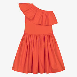 Molo-Girls Red Organic Cotton One Shoulder Dress | Childrensalon Outlet