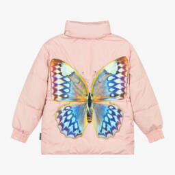 Molo-Girls Rosy Butterfly Quilted Coat | Childrensalon Outlet