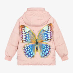 Molo-Girls Rosy Butterfly Quilted Coat | Childrensalon Outlet