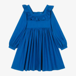 Molo-Girls Royal Blue Ruffle Dress | Childrensalon Outlet
