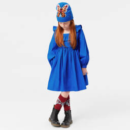 Molo-Girls Royal Blue Ruffle Dress | Childrensalon Outlet