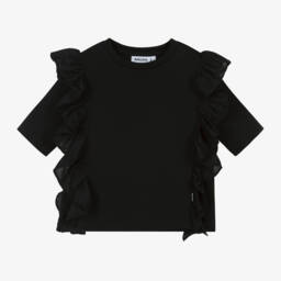 Molo-Girls Soft Black Ruffle Tee | Childrensalon Outlet