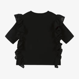 Molo-Girls Soft Black Ruffle Tee | Childrensalon Outlet