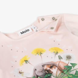 Molo-Girls Soft Pink Rabbit Tee | Childrensalon Outlet