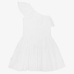 Molo-Girls White Organic Cotton Ruffle Dress | Childrensalon Outlet