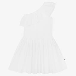 Molo-Girls White Organic Cotton Ruffle Dress | Childrensalon Outlet