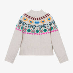 Molo-بلوفر بياقة صوف لون بيج للبنات | Childrensalon Outlet