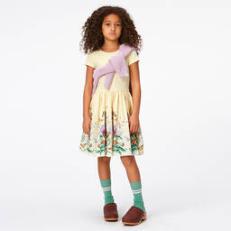 Molo-Girls Yellow Butterfly Organic Cotton Dress | Childrensalon Outlet