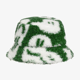 Molo-Green Faux Shearling Happy Faces Bucket Hat | Childrensalon Outlet