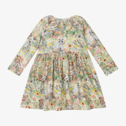 Molo-فستان قطن مزهر بلون المرج الأخضر | Childrensalon Outlet