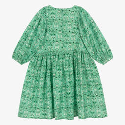 Molo-فستان بطبعة ورود وقلوب قطن عضوي لون أخضر | Childrensalon Outlet