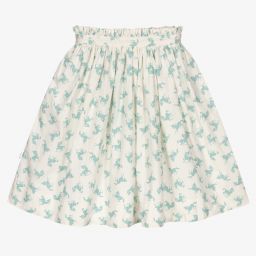 Molo-تنورة قطن عضوي بوبلين لون عاجي وأزرق باهت | Childrensalon Outlet