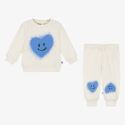 Molo-بدلة رياضية بطبعة قلوب قطن عضوي لون عاجي | Childrensalon Outlet