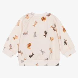Molo-Ivory Organic Cotton Rabbit Sweatshirt | Childrensalon Outlet