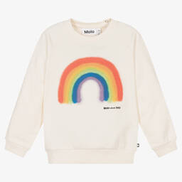 Molo-Ivory Organic Cotton Rainbow Sweatshirt | Childrensalon Outlet