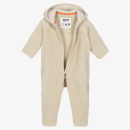 Molo-Ivory Teddy Fleece Pramsuit | Childrensalon Outlet