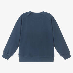 Molo-Navy Blue Organic Cotton Smile Sweatshirt | Childrensalon Outlet