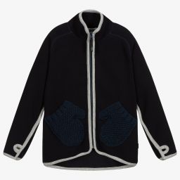 Molo-Navy Blue Zip-Up Fleece | Childrensalon Outlet