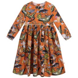 Molo-Orange Cotton Butterfly Dress | Childrensalon Outlet