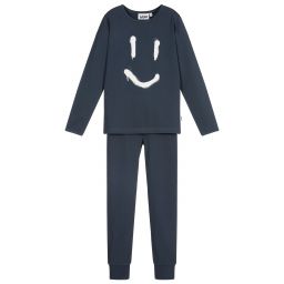 مولو-بيجاما قطن عضوي جيرسي لون أزرق داكن للأولاد | Childrensalon Outlet