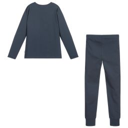 مولو-بيجاما قطن عضوي جيرسي لون أزرق داكن للأولاد | Childrensalon Outlet