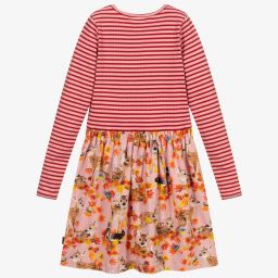 Molo-Pink & Red Fawn Print Dress | Childrensalon Outlet