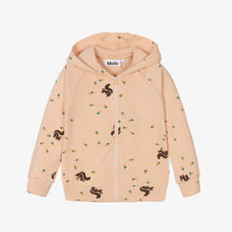 Molo-Pink Squirrel Cotton Zip-Up Top | Childrensalon Outlet