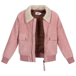 Molo-Pink Suede Bomber Jacket | Childrensalon Outlet