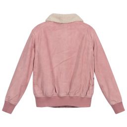 Molo-Pink Suede Bomber Jacket | Childrensalon Outlet