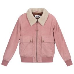 Molo-Pink Suede Bomber Jacket | Childrensalon Outlet