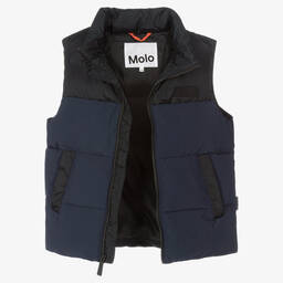 Molo-Teen Blue & Black Puffer Gilet | Childrensalon Outlet
