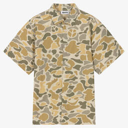 Molo-Teen Boys Beige Camouflage Cotton Shirt | Childrensalon Outlet