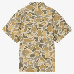 Molo-Teen Boys Beige Camouflage Cotton Shirt | Childrensalon Outlet