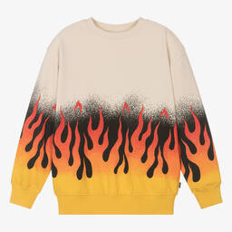 Molo-Teen Boys Beige Cotton Flame Sweatshirt | Childrensalon Outlet