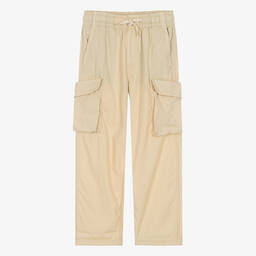Molo-Teen Boys Beige Cotton Relaxed Fit Trousers | Childrensalon Outlet